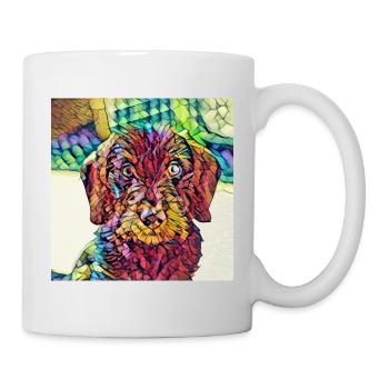 Wire-haired dachshund puppy art - Mug - white - Right