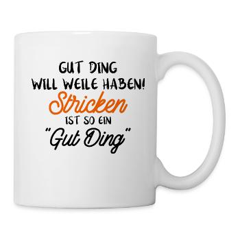 Stricken Geschenkidee lustig Spruch Wolle Häkeln - Tasse - Weiß - Rechts
