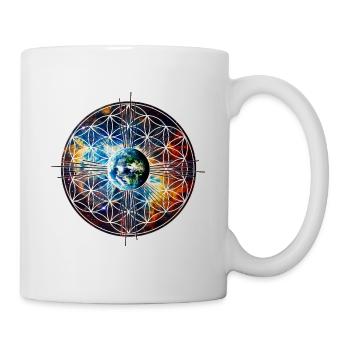 Blume des Lebens, Erde, Yoga, Universum Design - Tasse - Weiß - Rechts
