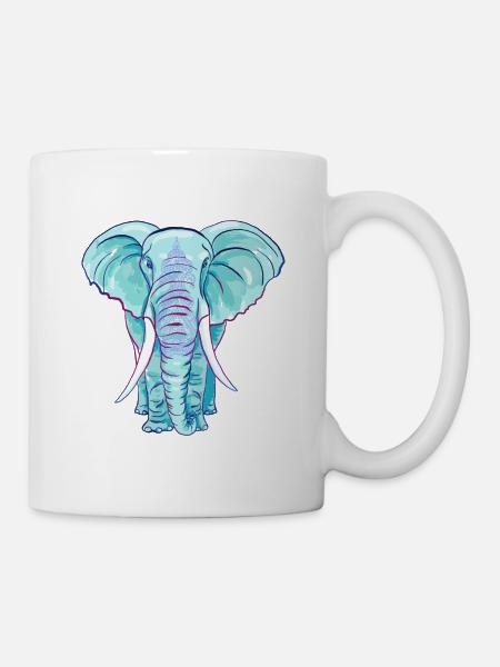Der blaue Elefant - Tasse - Weiß