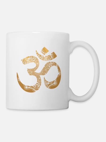 Goldenes Om Zeichen Mandala - Tasse - Weiß