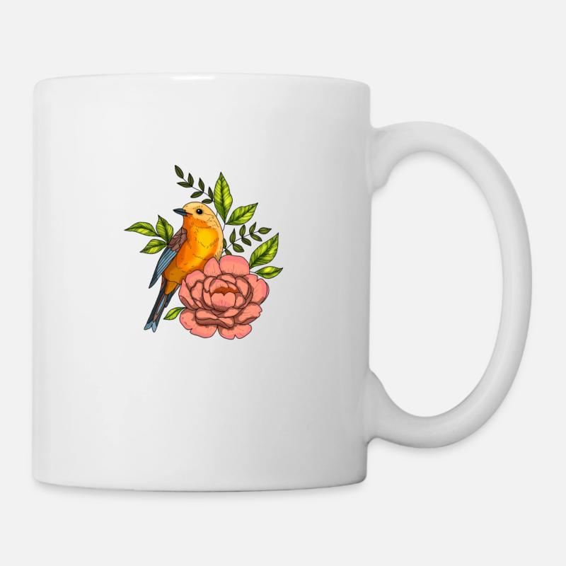 Bird in flowers, nature - Mug - white