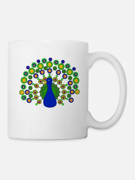 Pfau - Tasse - Weiß