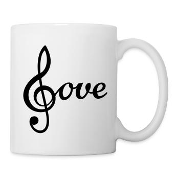 Notenschlüssel I Love Music * Notenschlüssel - Tasse - Weiß - Rechts