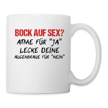 Versaute Sex Sprüche Shirt Sex-Süchtiger Geschenk - Tasse - Weiß - Rechts