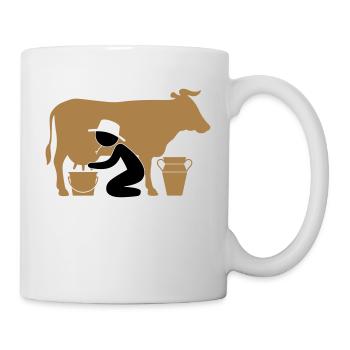 Bauer beim Melken einer Kuh - Tasse - Weiß - Rechts