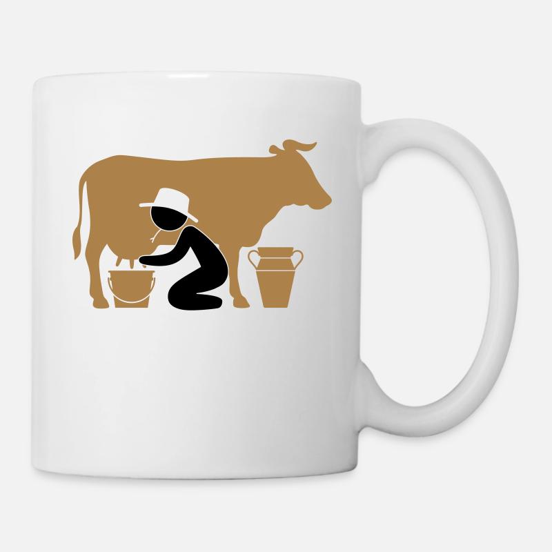 Agriculteur à traire une vache - Mug blanc - blanc