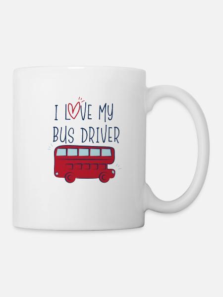 Liebe meinen Busfahrer Doppeldecker Geschenk - Tasse - Weiß