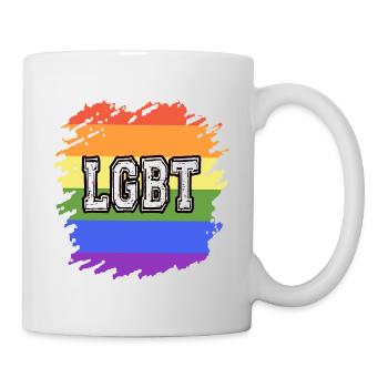 Gay Pride Shirt CSD Logo LGBT Rainbow Flag - Mug - white - Right