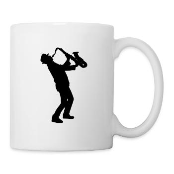 musician playing saxophone silhouette - Mug - white - Right