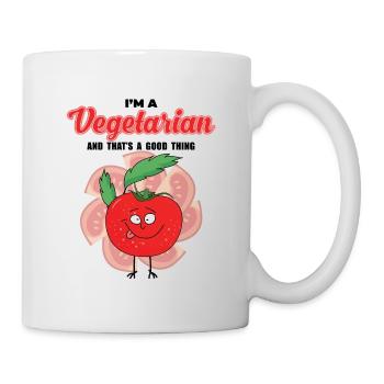 Cute funny vegetarian tomato tea. vegetarian Toma - Mug - white - Right