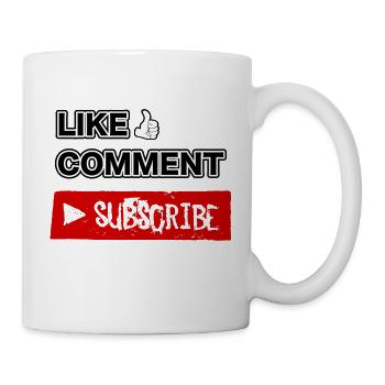 Gefällt mir, Kommentar, Abonnieren. - Tasse - Weiß - Rechts