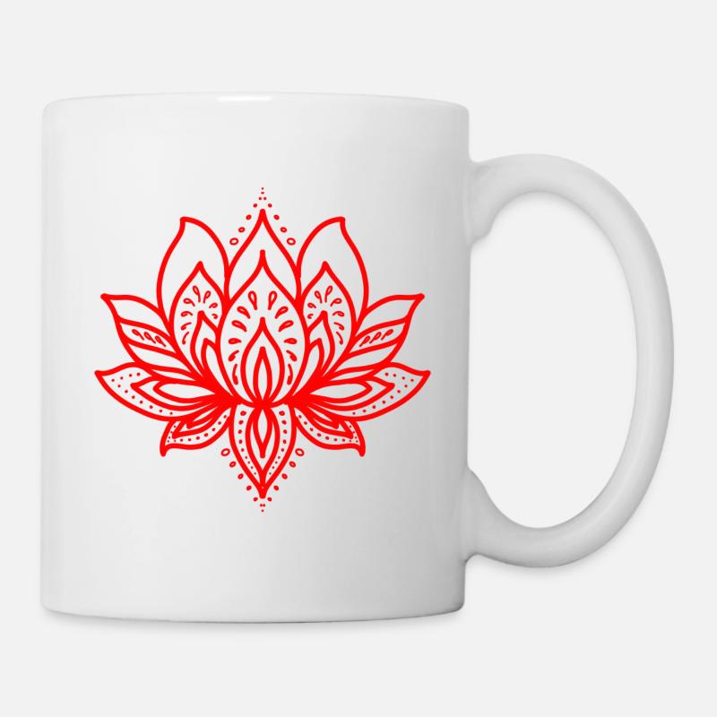 Lotus tatouage rouge - Mug blanc - blanc