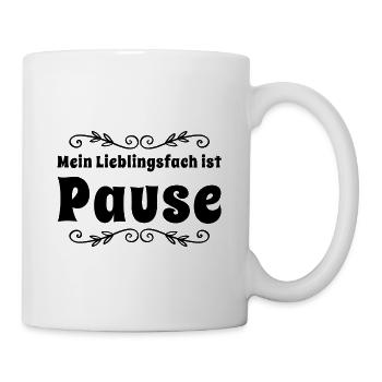 Mein Lieblingsfach ist Pause. Geschenk Schule - Tasse - Weiß - Rechts