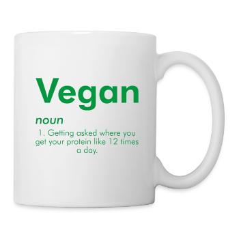 Vegan Veganer Protein Fleischfrei Spruch Geschenk - Tasse - Weiß - Rechts