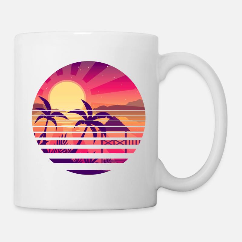 Coucher de soleil paysage asiatique - Mug blanc - blanc