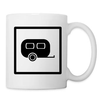 Camper/Wohnwagen Piktogramm mit Rahmen - Tasse - Weiß - Rechts