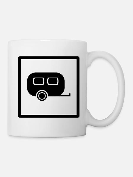 Camper/Wohnwagen Piktogramm mit Rahmen - Mug - white