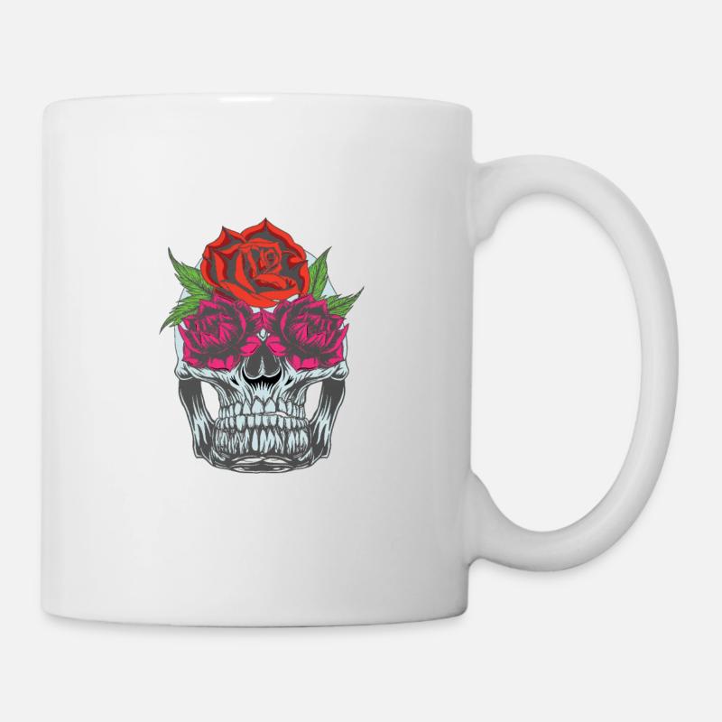 Skull with roses - Tasse - Weiß