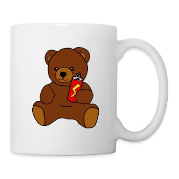 Teddy-Bär mit Energy Drink - Tasse - Weiß - Rechts