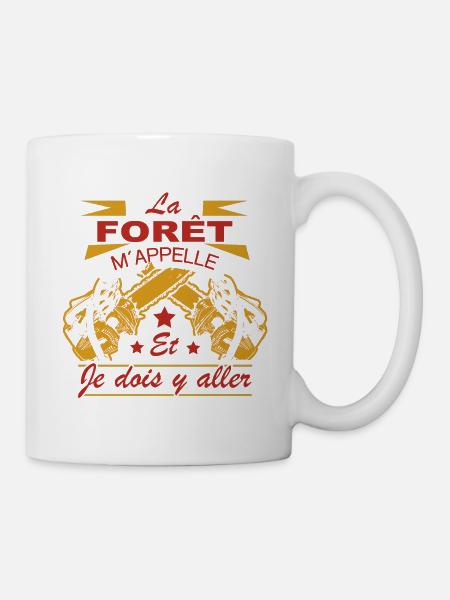 Bûcheron Shirt • La forêt m´appelle Cadeau - Mug blanc - blanc