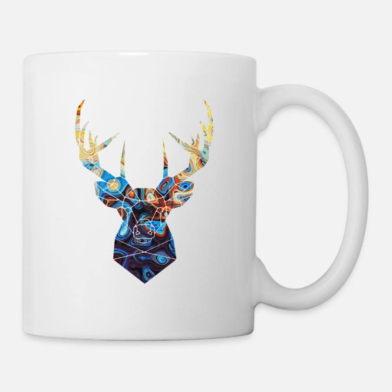 Hirsch Mosaik - Tasse - Weiß