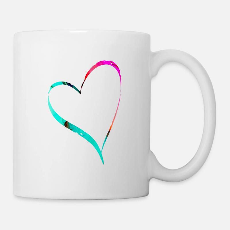 Aquarell Herz - Tasse - Weiß