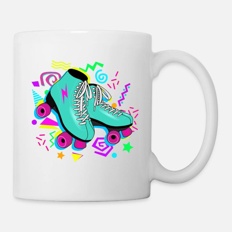 Rollschuhe retro neon - Tasse - Weiß