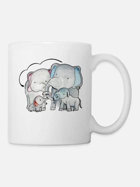 Elefantenfamilie - Tasse - Weiß