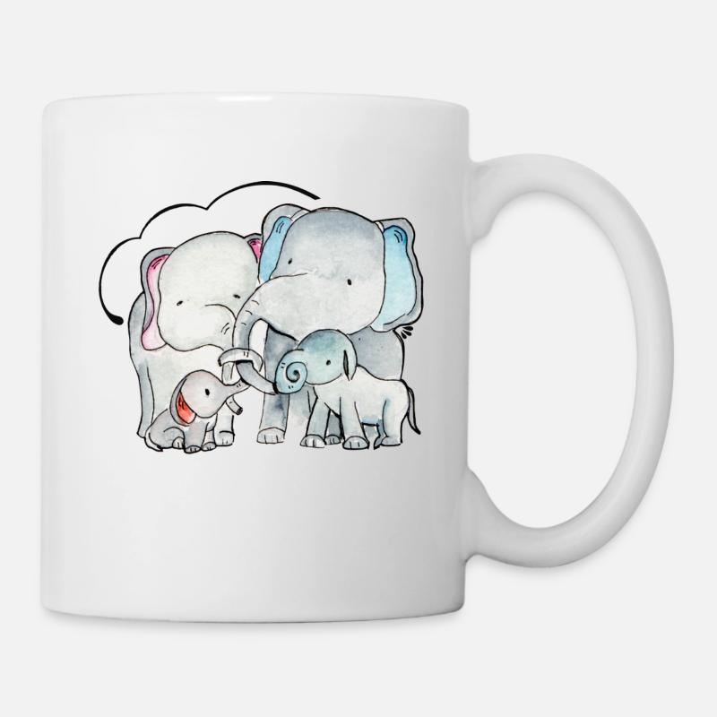 Elefantenfamilie - Tasse - Weiß