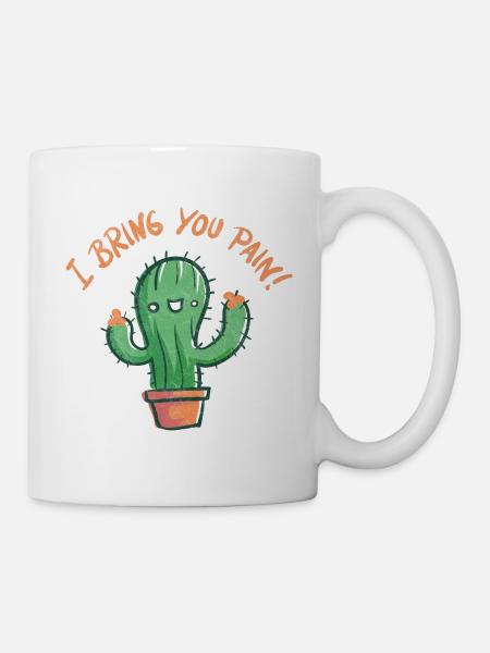 Lustiger Kaktus T-Shirt Spruch mit Humor Funshirt - Tasse - Weiß