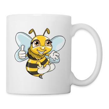 Süße Biene Wespe Illustration Cartoon Comic - Tasse - Weiß - Rechts