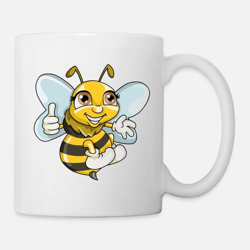 Cute bee wasp illustration cartoon comic - Mug - white