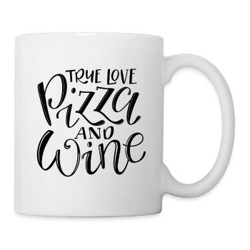Wahre Liebe - Pizza & Wine - Tasse - Weiß - Rechts
