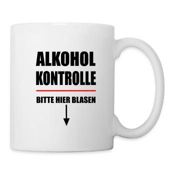 Alkoholkontrolle bier hier blasen lustige Sprüche - Tasse - Weiß - Rechts