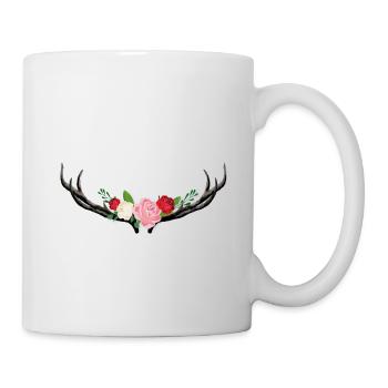 Bois de cerf avec des fleurs - Mug blanc - blanc - Droite