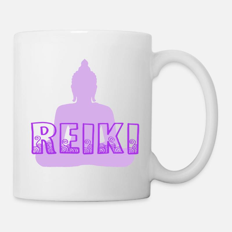 reiki avec bouddha violet - Mug blanc - blanc