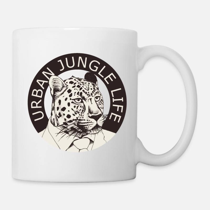 Großstadt Dschungel Leopard im Anzug - Tasse - Weiß