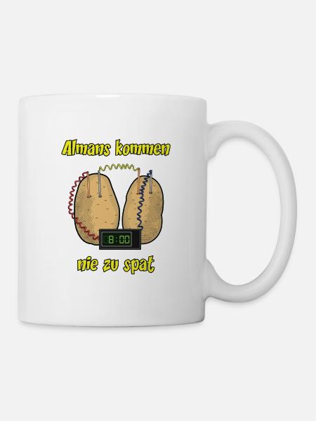 Lustige Alman Deutsche Kartoffel Pünktlichkeit - Tasse - Weiß