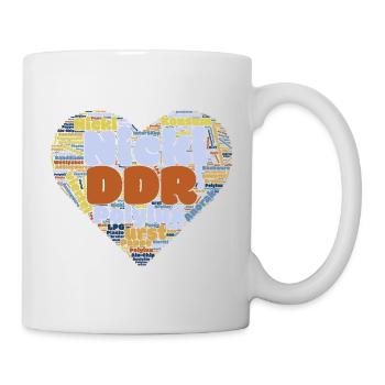 Wortwolken Herz mit Ostalgie Charme (DDR) - Tasse - Weiß - Rechts