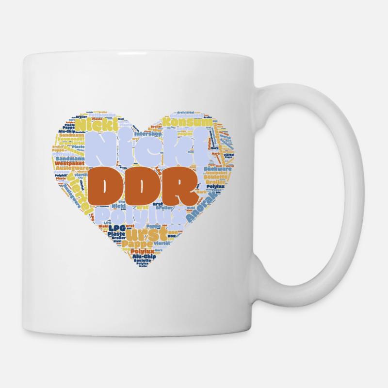 Wortwolken Herz mit Ostalgie Charme (DDR) - Tasse - Weiß