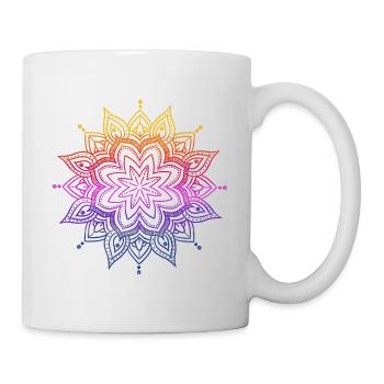 Regenbogen-Mandala - Tasse - Weiß - Rechts