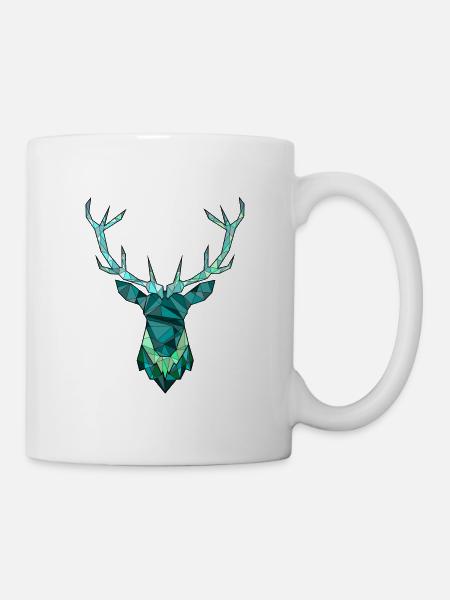 Cerf Hipster bleu - Mug blanc - blanc