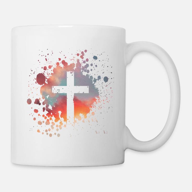 Christliche Kreuz mit Himmel Hintergrund - Tasse - Weiß