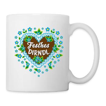 85 Lebkuchenherz Blumen Fesches Dirndl - Tasse - Weiß - Rechts