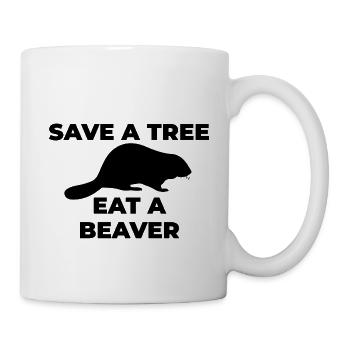 Funny T Shirt Save a Tree - Mug - white - Right