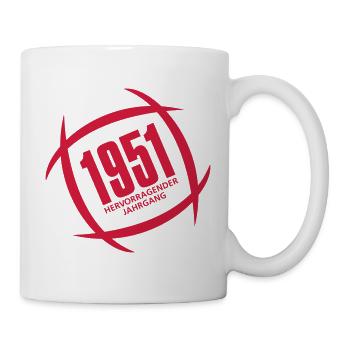 70. Geburtstag Hervorragender Jahrgang 1951 - Tasse - Weiß - Rechts