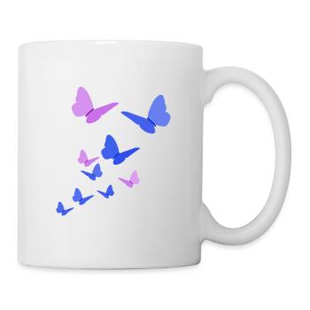 Schmetterlinge Schmetterling Geschenk lila blau - Tasse - Weiß - Rechts