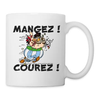 Obélix - Mangez! Courez! - Mug blanc - blanc - Droite