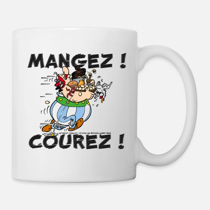 Obelix - Essen! Laufen! - Tasse - Weiß